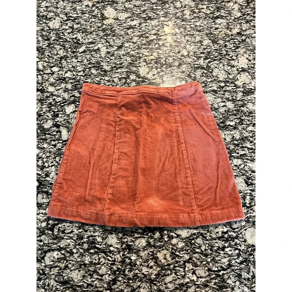 Forever 21‎ Corduroy Mini Skirt Burnt Orange Button Front A-Line Size Medium